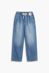 Women's Branded Wide Leg Jeans - M/Blue