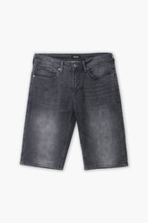 Men Branded Denim Short - Black
