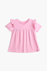 Girls Branded Graphic Frock - Pink