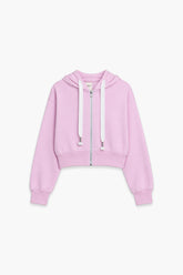 Women Branded Fleece Cropped Zipper Hoodie - Pink