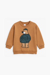 Boys Branded EMB Fleece Sweatshirt - Brown