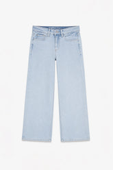 Girls Branded Wide Leg Denim pant - L/Blue