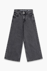 Girls Branded Wide Leg Denim pant - M/Grey
