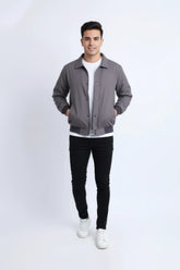 Men Twill Jacket Over Placket - Charcoal