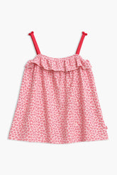 Girls Branded Graphic Short Tunic - Red