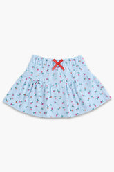 Girls Graphic Cotton Mini Skirt - Sky Blue