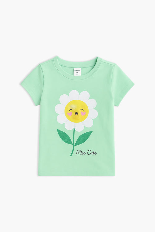 Girls Branded Graphic T-Shirt - L/Green