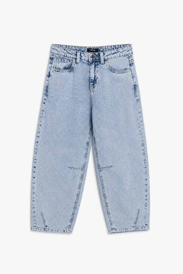 Girls Branded Wide Leg Denim pant - L/Blue