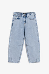 Girls Branded Wide Leg Denim pant - L/Blue