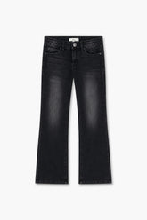 Girls Branded Wide Leg Denim pant - Black