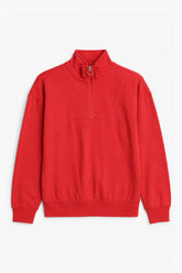 Women Branded Fleece Mock neck - Red