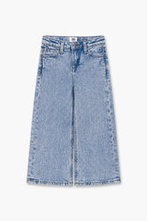 Girls Branded Wide Leg Denim pant - M/Blue