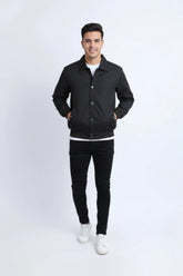 Men Twill Jacket Over Placket - Black
