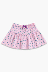 Girls Graphic Cotton Mini Skirt - Baby Pink