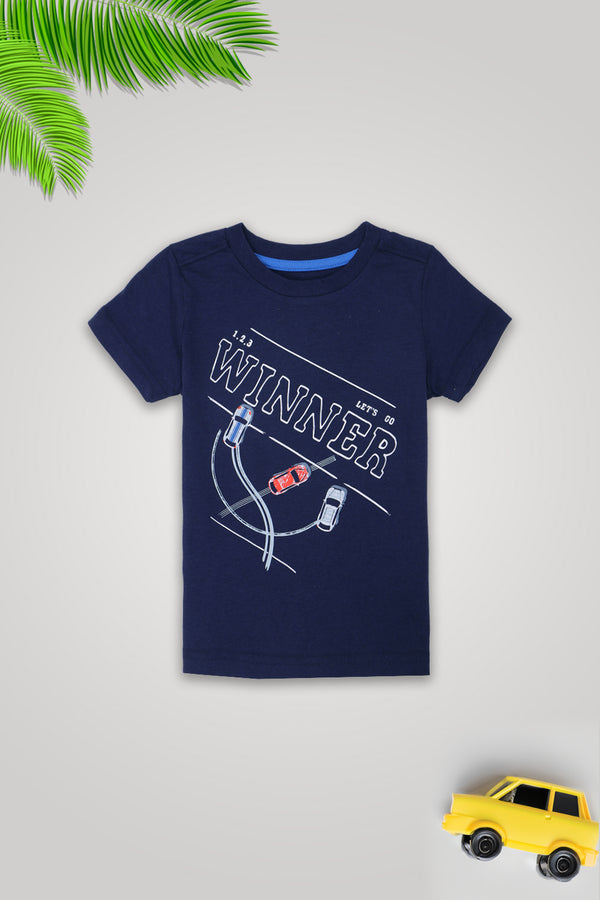 Boys Branded Graphic T-Shirt - Navy