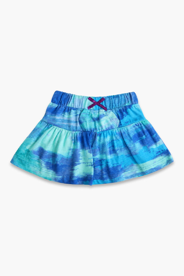 Girls Graphic Cotton Mini Skirt - Blue