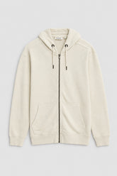 Men Branded Terry Hoodie Zipper - Fawn