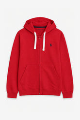 Men Branded Zipper Hoodie - Red