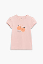 Girls Branded Graphic T-Shirt - Peach