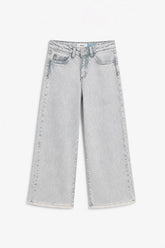 Girls Branded Wide Leg Denim pant - L/Grey