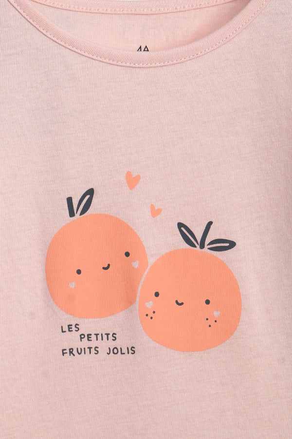 Girls Branded Graphic T-Shirt - Peach