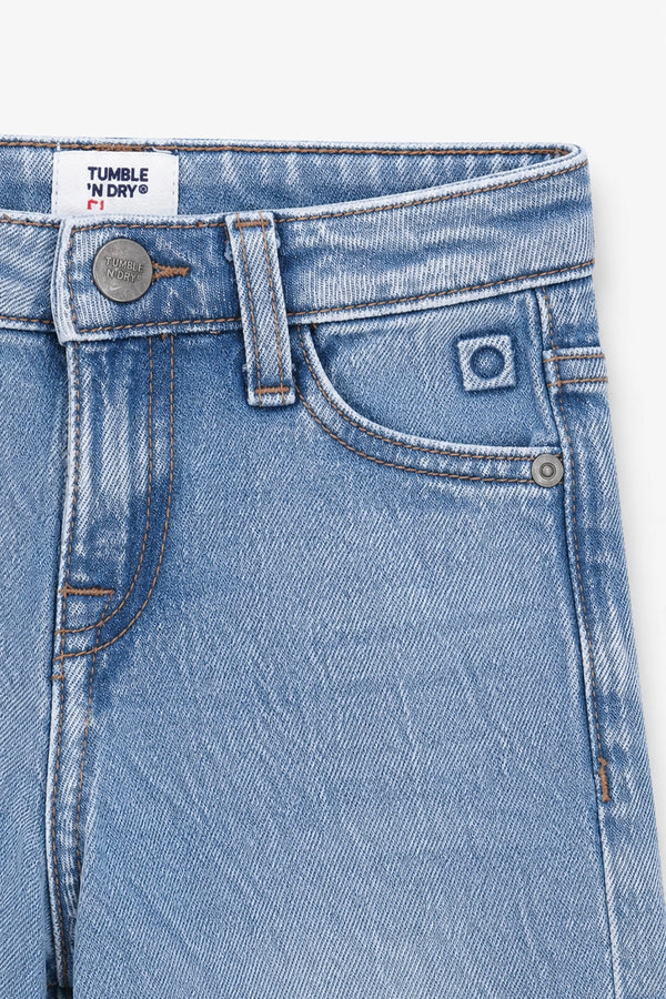 Girls Branded Wide Leg Denim pant - M/Blue