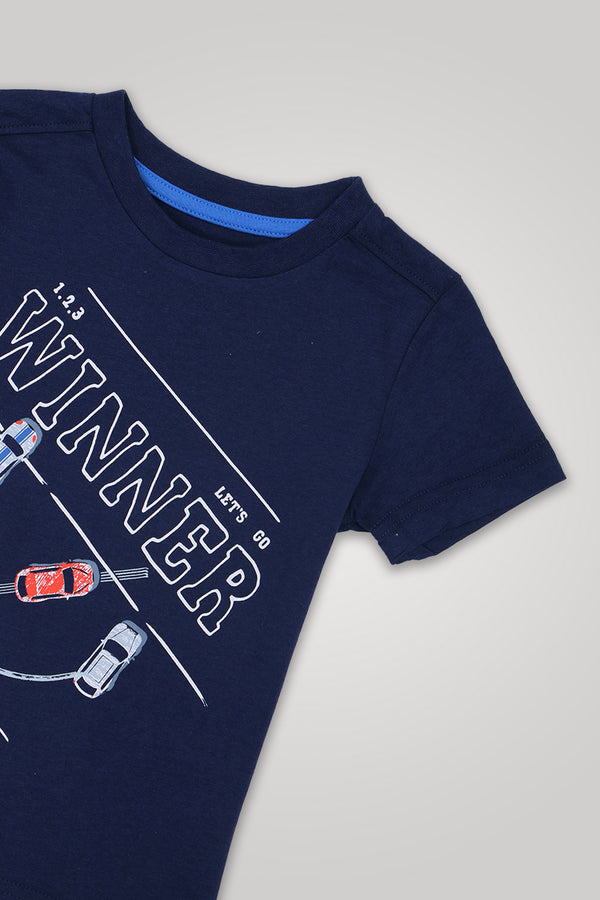 Boys Branded Graphic T-Shirt - Navy