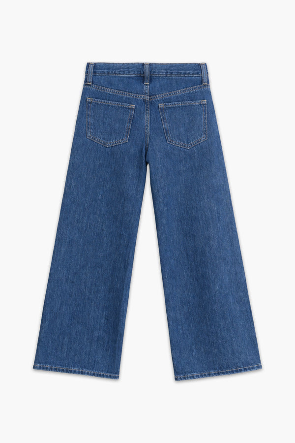 Girls Branded Wide Leg Jeans - M/Blue