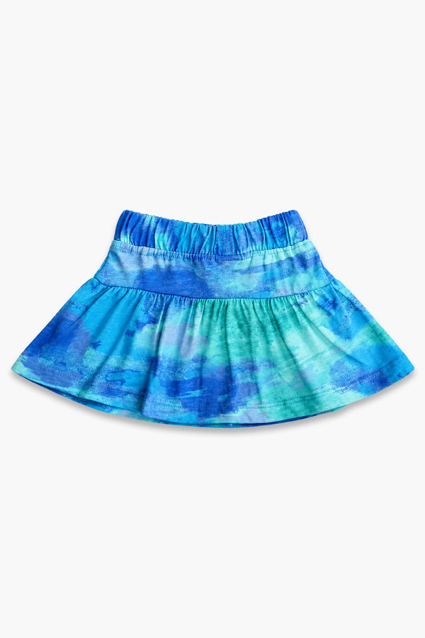 Girls Graphic Cotton Mini Skirt - Blue