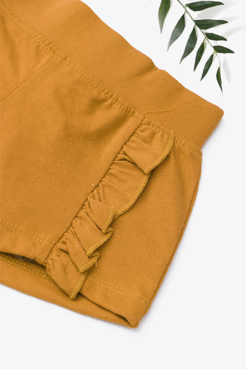Girls Frill Jersey Short Mustard Expostorepk