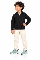 Boys Branded Terry Zipper Hoodie - Black