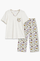 Women branded Graphic Capri Suit - White