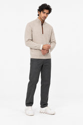 Men Branded Mockneck - Beige