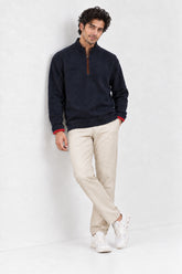 Men Branded Mockneck - D/BLUE