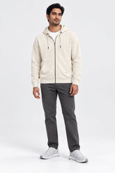 Men Branded Terry Hoodie Zipper - Fawn