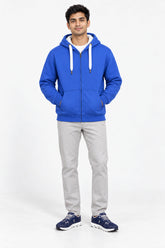Men Branded Fleece Hoodie Zipper - R/Blue