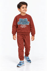 Boys Branded Fleece 2 Piece Suit - Mahroon