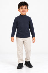 Boys Branded Interlock High Neck - Navy