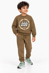 Boys Branded Fleece 2 Piece Suit - Brown