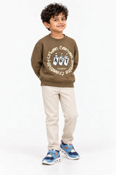 Boys Branded Graphic Fleece Sweatshirt - Brown