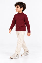 Boys Branded Interlock High Neck - Maroon