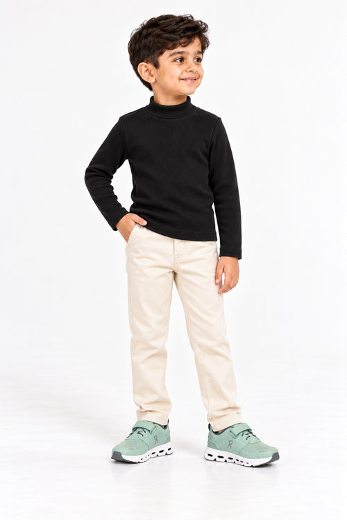 Boys Branded Interlock High Neck - Black
