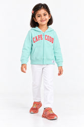 Girls Branded Fleece Graphic Hoodie Zipper - L/Green