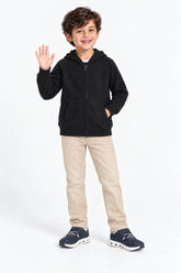 Boys Branded Zipper Hoodie - Black