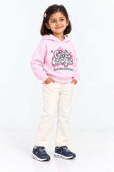 Girls Branded Graphic Fleece Pullover Hoodie - Baby Pink