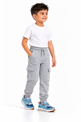 Boys Branded Cargo Fleece Trouser - Grey