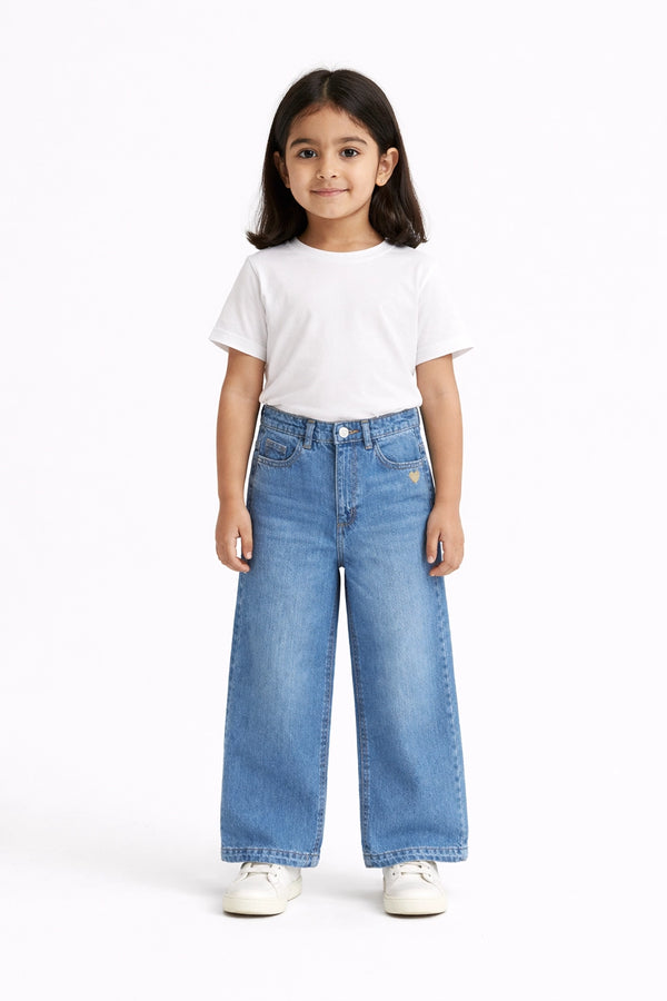Girls Branded Denim pant - L/Blue