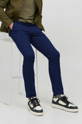Men Branded Regular Fit Chino - Navy