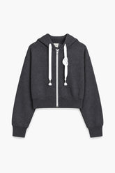 Women Branded Fleece Croppped Zipper Hoodie - D/Grey