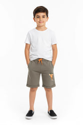 Boy Identic Graphic Short - Olive